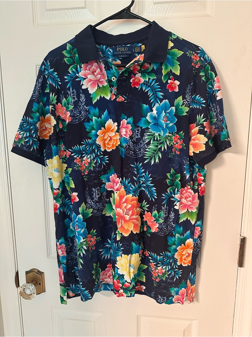 Ralph Lauren Navy Tropical Floral Polo Shirt